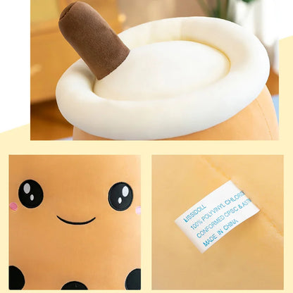 Cute Boba Bubble Tea Plush Toy | 24cm Soft Kawaii Milk Cup Plushie Gift for Kids & Adults