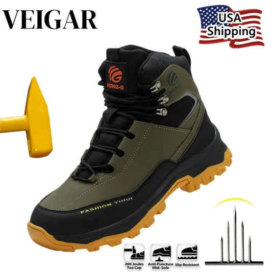 Steel Toe Cap Leather Work Safety Boots for Men