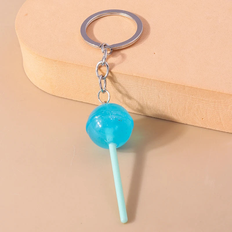 3D Simulation Food Keychain – Cute Resin Lollipop, Donut & Snack Key Ring Charms