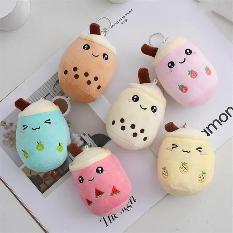 Bubble Tea Boba Plush Toy | Soft Stuffed Milk Cup Plushie Pillow & Keychain Pendant for Kids