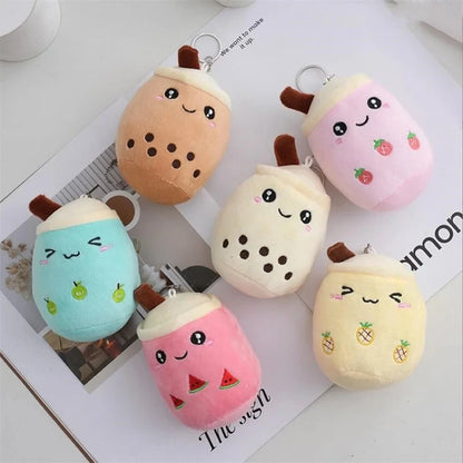 Bubble Tea Boba Plush Toy | Soft Stuffed Milk Cup Plushie Pillow & Keychain Pendant for Kids