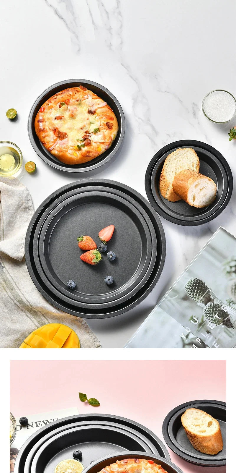 Non-Stick Carbon Steel Pizza Pan | 6–10 inch Black Baking Pan for Oven, Microwave & Chip Tray