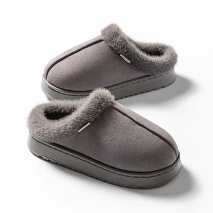 Fluffy Faux Suede Indoor Slippers – Thick EVA Sole Anti-Slip Unisex House Shoes Men and Women