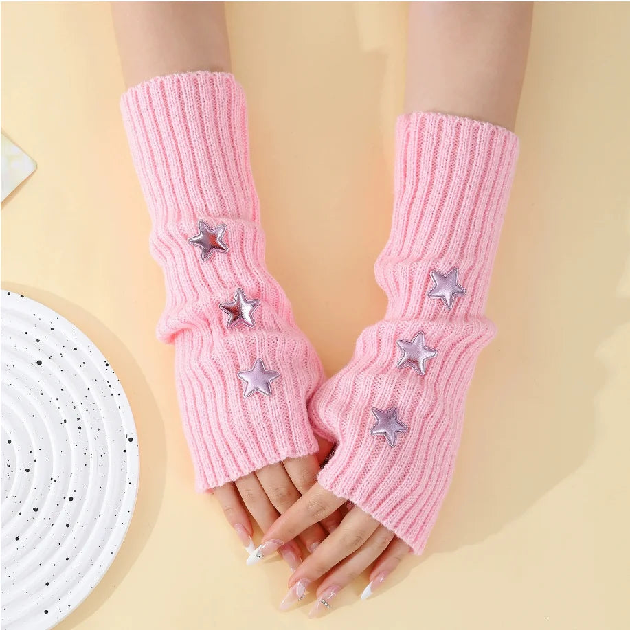 Star Fingerless Gloves – Knit Accessory Gloves for Women