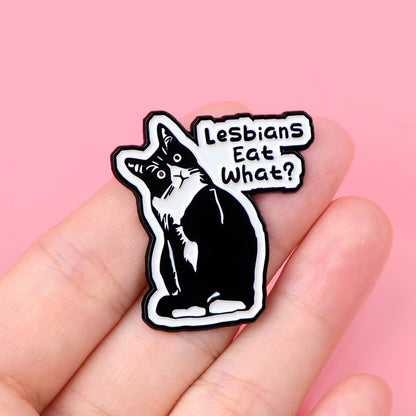 Funny LGBT Pride Enamel Pin – Humor Quote Black Cat Lapel Badge