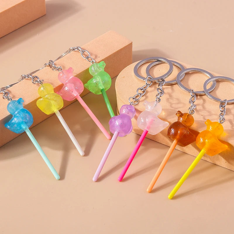 3D Simulation Food Keychain – Cute Resin Lollipop, Donut & Snack Key Ring Charms