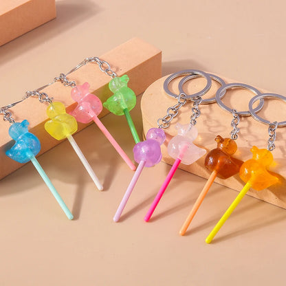 3D Simulation Food Keychain – Cute Resin Lollipop, Donut & Snack Key Ring Charms