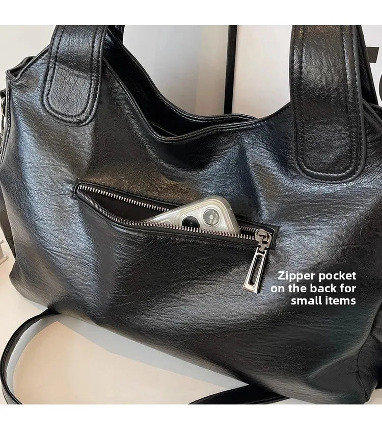 Soft Interior Compartment PU Leather Shoulder Bag For Women With Zipper Closure