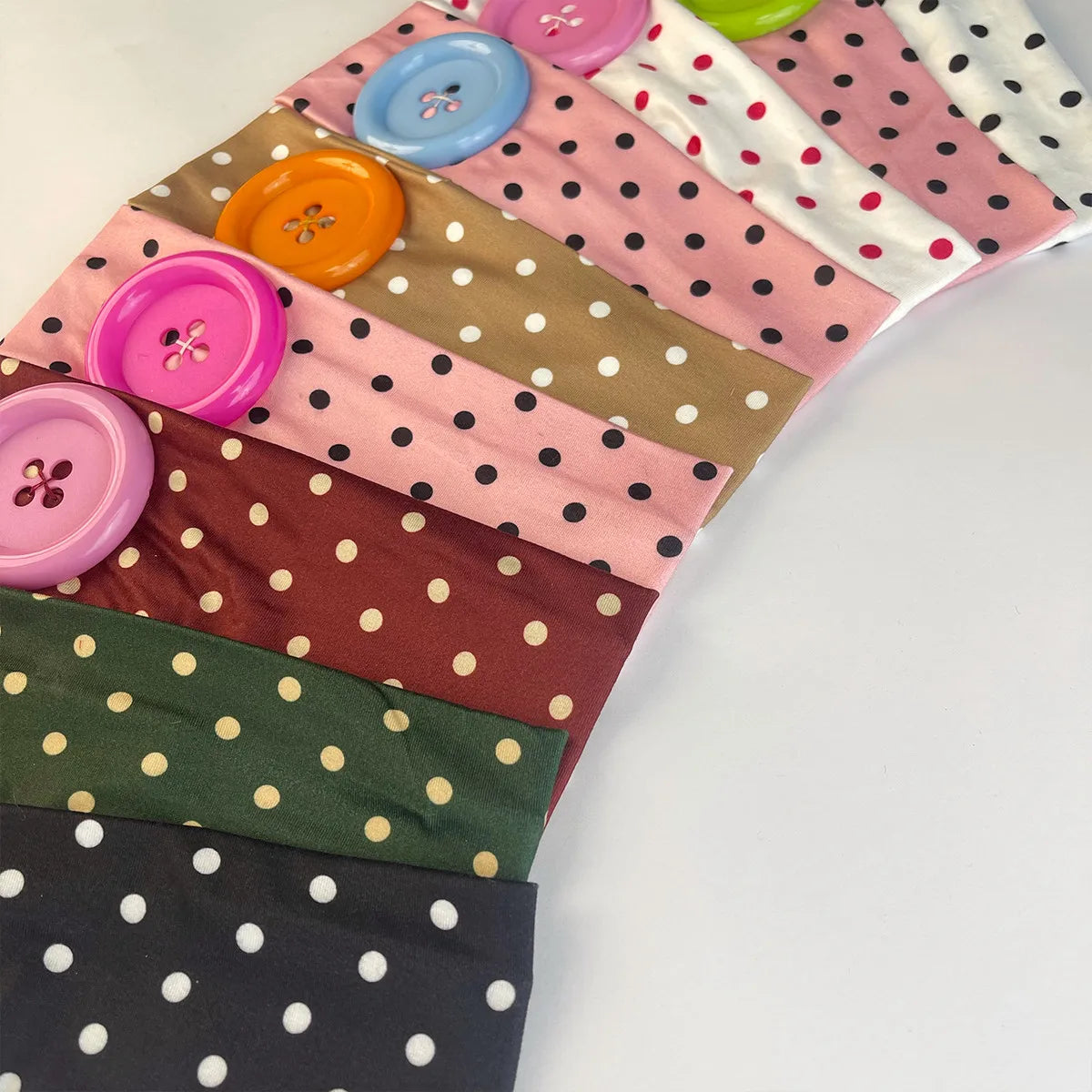 Vintage Polka Dot Button Headband for Women