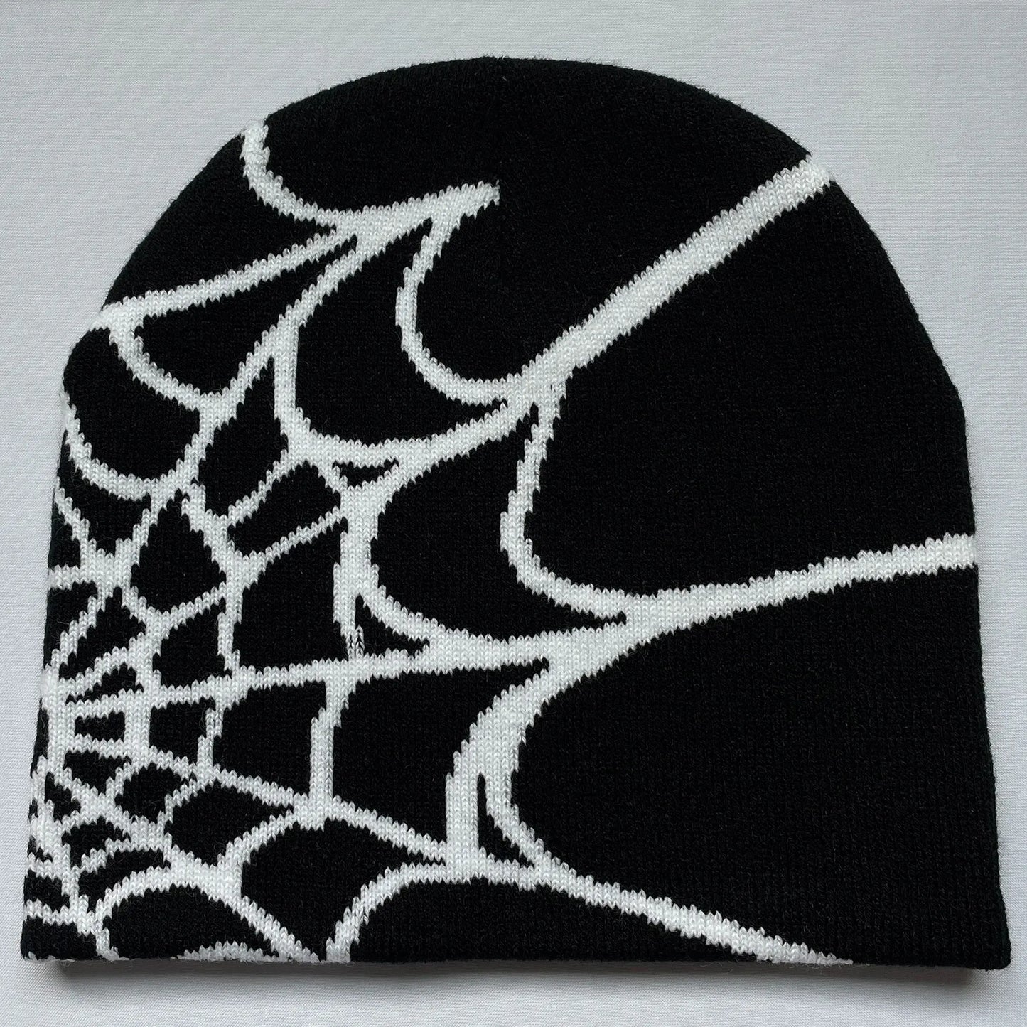 Y2K Spider Web Knit Beanie – Unisex Geometric Streetwear Hat for Outdoor & Everyday Wear