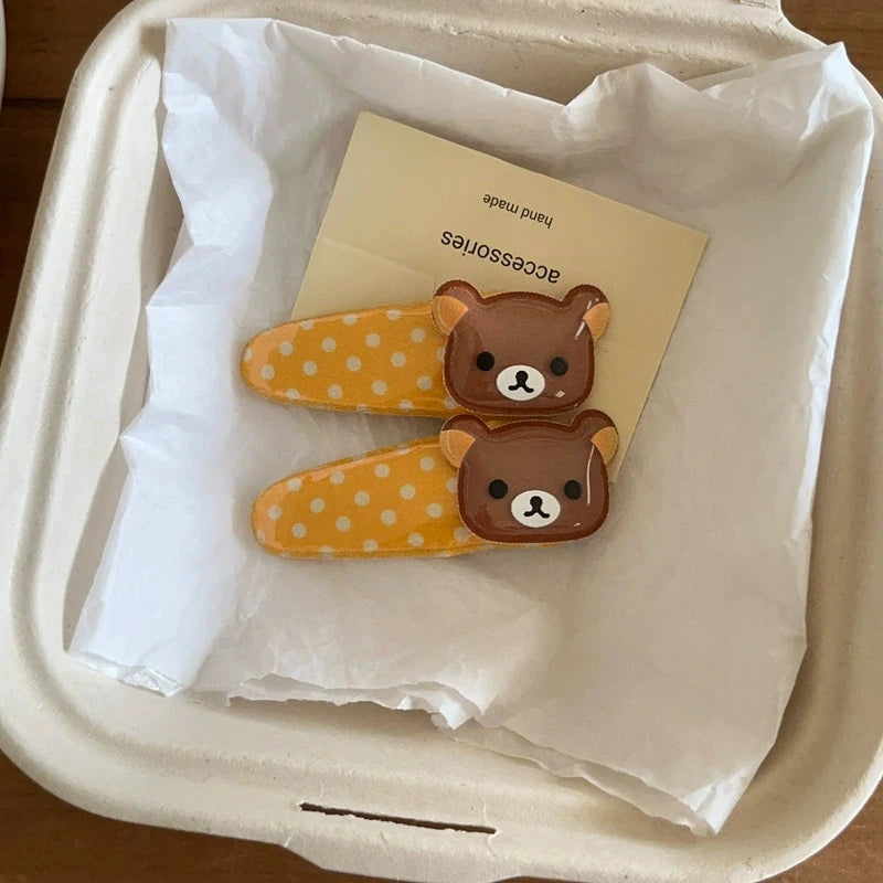 Women's Kawaii Rilakkuma Bear Hair Clip | Cute Wave Point BB Hairpin Birthday Gift