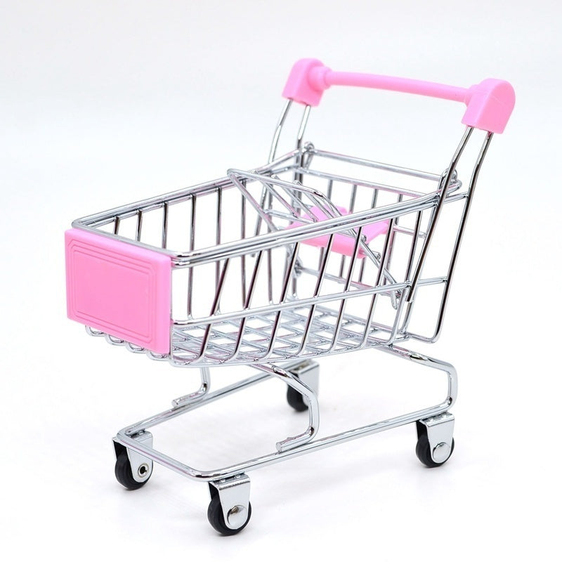 1:48 Mini Supermarket Shopping Cart | Metal Desktop Toy & Home Décor Miniature