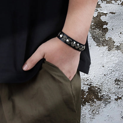 Men's Vintage Gothic Leather Wristband | Adjustable Punk Cuff Bracelet with Concealed Buckle