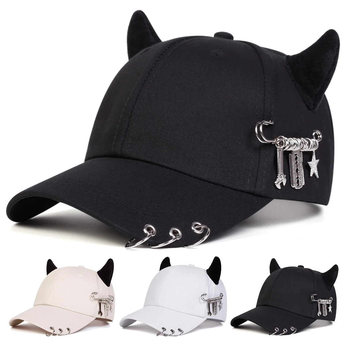 Cow Horn Ring Baseball Cap for Men and Women