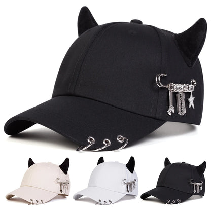 Cow Horn Ring Baseball Cap for Men and Women