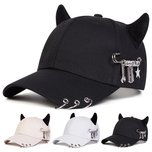 Cow Horn Ring Baseball Cap for Men and Women
