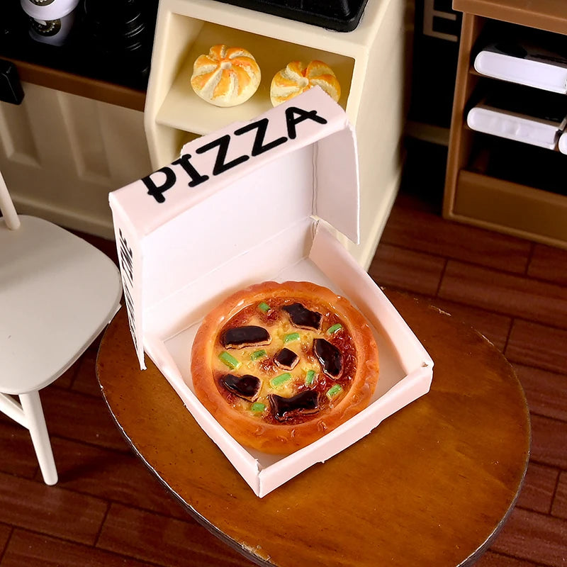 Cute Miniature Pizza Dollhouse Toy Set | 6–10pcs 1/12 Scale Kitchen Food Model for Kids & Collectors