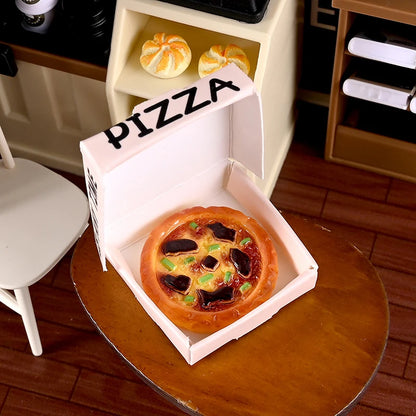 Cute Miniature Pizza Dollhouse Toy Set | 6–10pcs 1/12 Scale Kitchen Food Model for Kids & Collectors