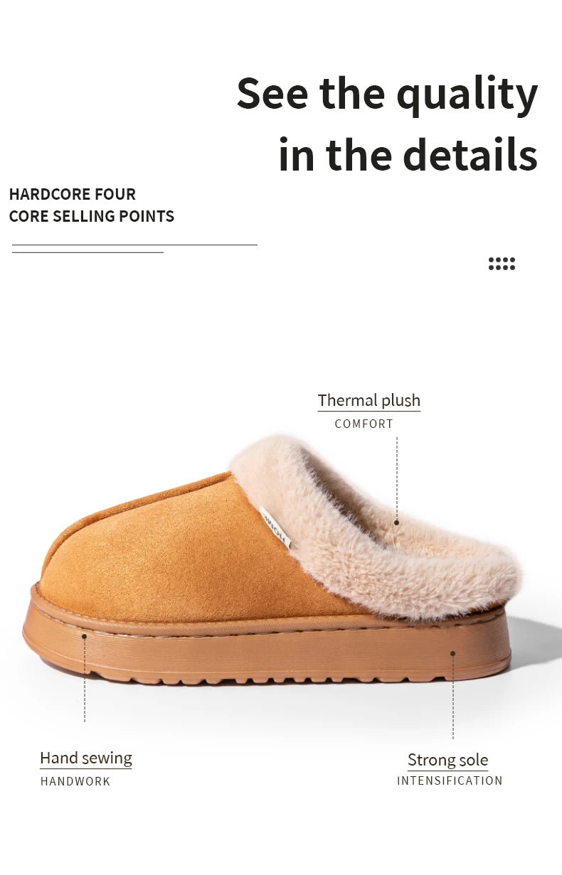 Fluffy Faux Suede Indoor Slippers – Thick EVA Sole Anti-Slip Unisex House Shoes Men and Women