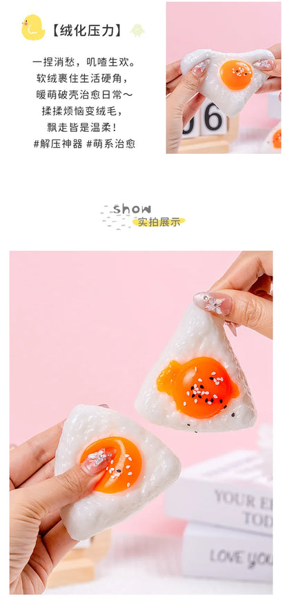 Egg Yolk Squishy Stress Ball – Kawaii Silicone Fidget Sensory Toy