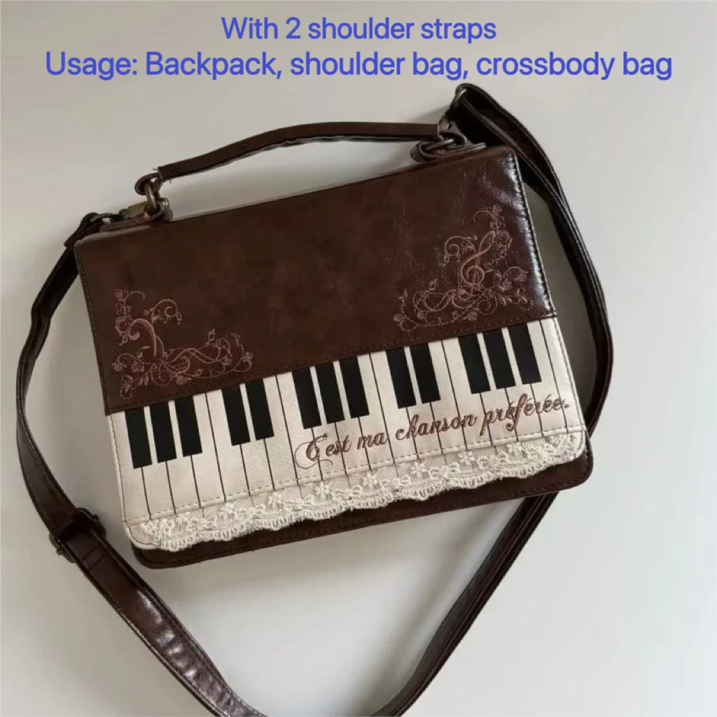 Vintage Piano Ita Bag – Y2K Aesthetic Crossbody & Shoulder Handbag for Women