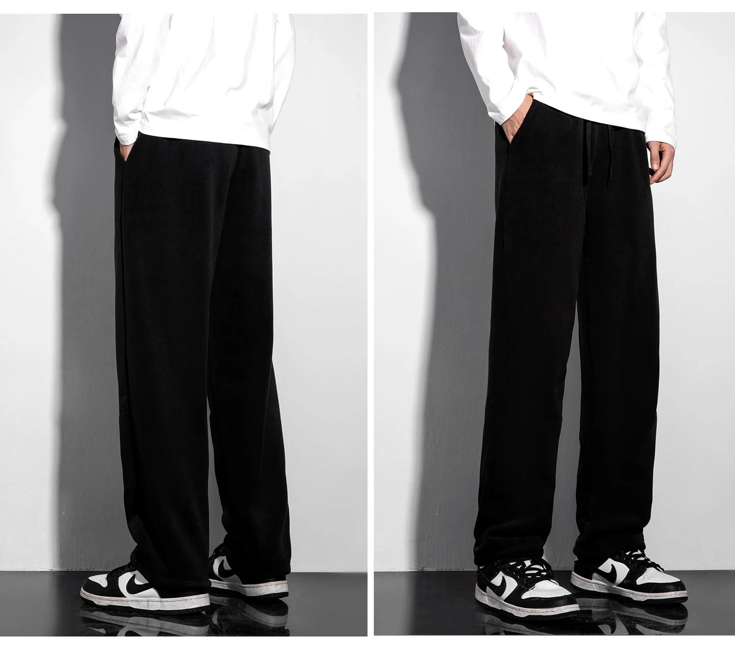 YJKVUR Unisex Winter Oversize Fleece Lined Sweatpants Drawstring Casual Gym