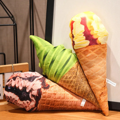 Simulation Ice Cream Plush Toy | Soft Stuffed Dessert Plushie Throw Pillow & Sofa Cushion Home Decor