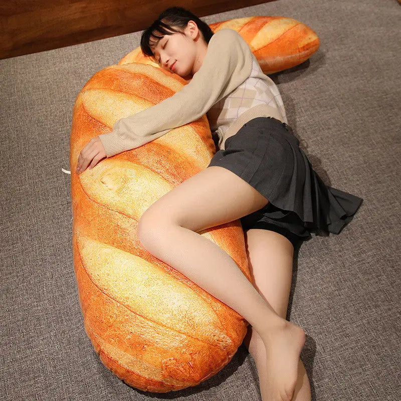 French Bread Plush Pillow | Stuffed Food Plushie Sleeping Companion & Party Prop