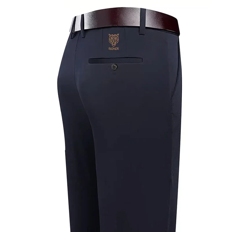 Men's Smart Casual Dress Pants – Elastic Waist Suit Trousers, Straight Fit | Sizes 29–42
