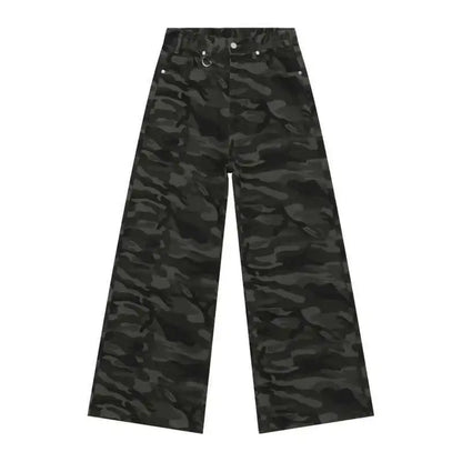 Vintage Wide-Leg Jeans – Men's Camo & Washed Denim
