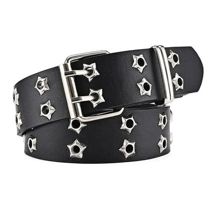 Women's Belt  Large size Double Hole Men Belt Punk Hip Hop Rock Style Subculture Y2K Belt Punch Free Belt for Men and Women