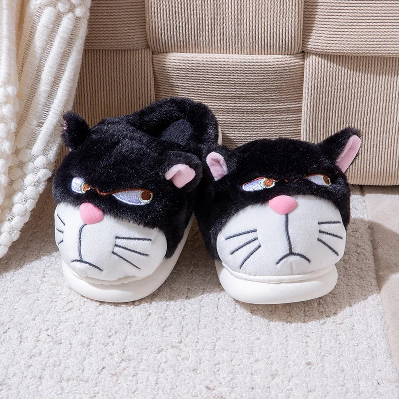 Cartoon Embroidered Plush Slippers – Women's Cozy Indoor House Shoes