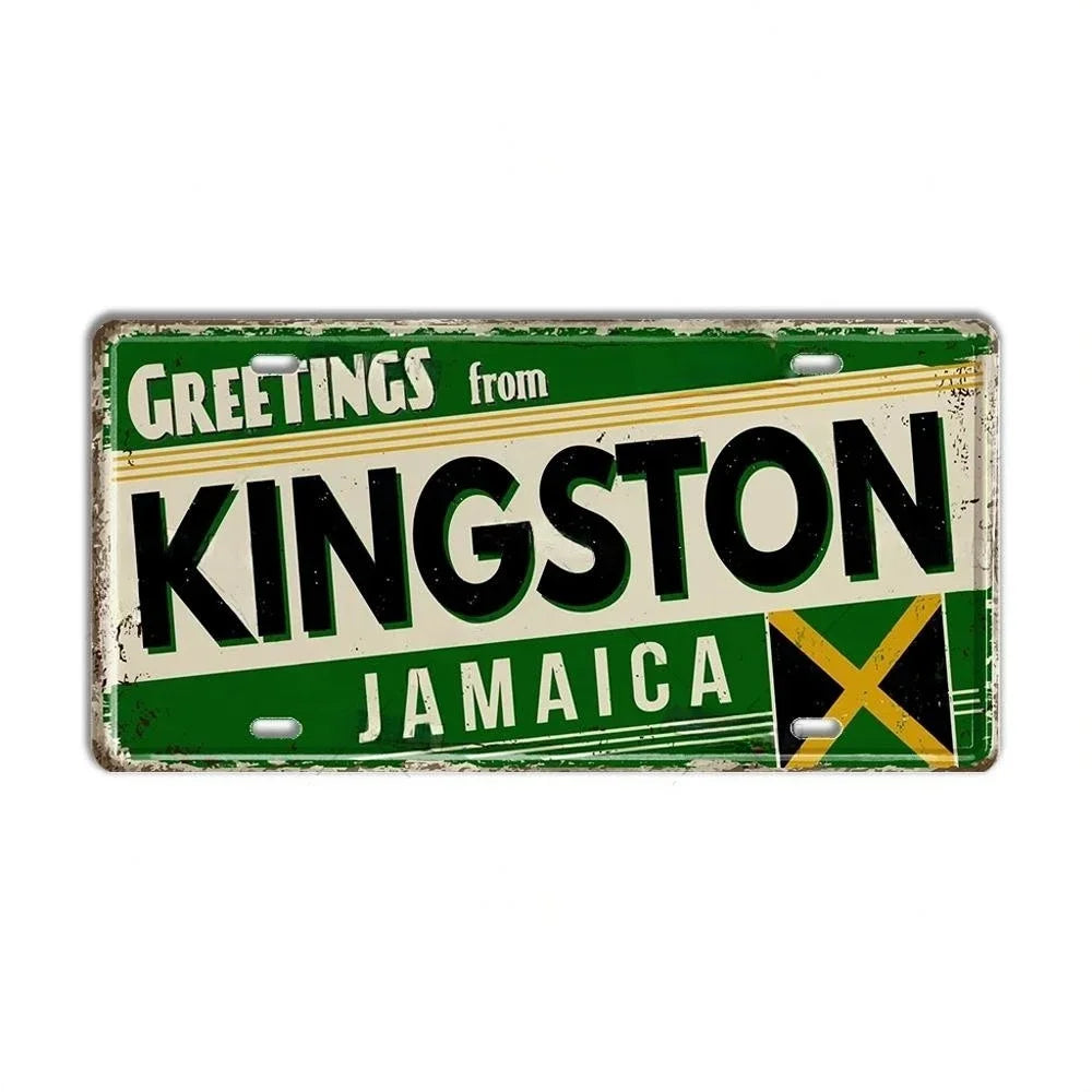 Caribbean Destination Metal Sign – Vintage Aluminum Wall Decor (30x15cm)