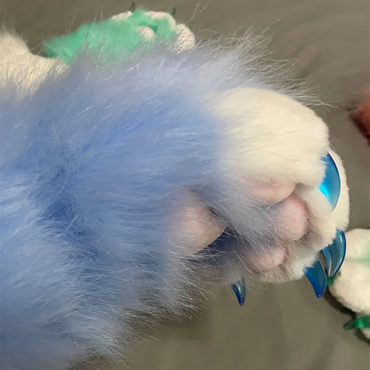 Fursuit Paw Gloves Faux Fur Animal Claw Mittens for Cosplay and Halloween