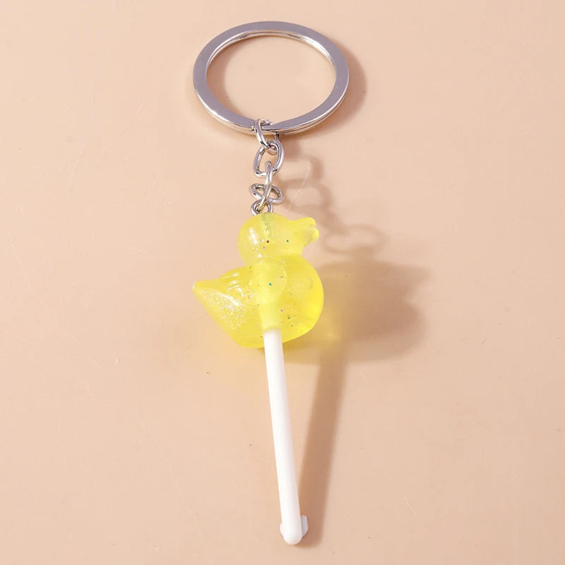 3D Simulation Food Keychain – Cute Resin Lollipop, Donut & Snack Key Ring Charms