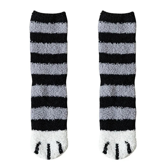 Women's Kawaii Novelty Socks – Cute 3D Dog & Cat Paw Print Fleece Socks