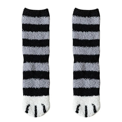 Women's Kawaii Novelty Socks – Cute 3D Dog & Cat Paw Print Fleece Socks