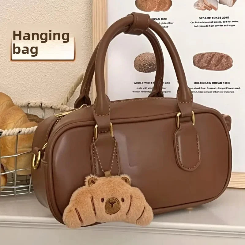 Cartoon Capybara & Croissant Plush Keychain | Soft Bread Food Stuffed Hanging Accessory