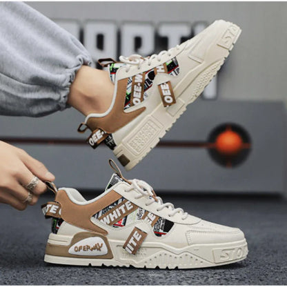 Breathable Lace Up Leather Casual Sneakers for Men