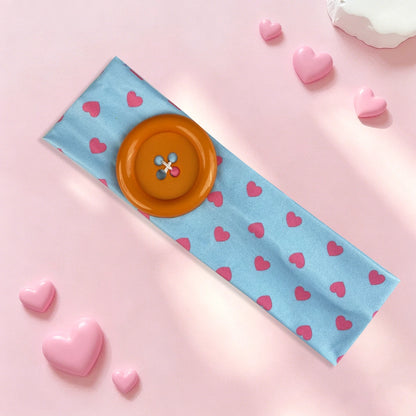 Vintage Polka Dot Button Headband for Women