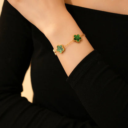 Five Flower Charm Bracelet for Women in Stainless Steel