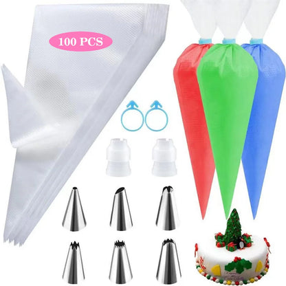 Silicone Piping Bags & Tips Set – Reusable Pastry Decorating Kit with Stainless Steel Nozzles
