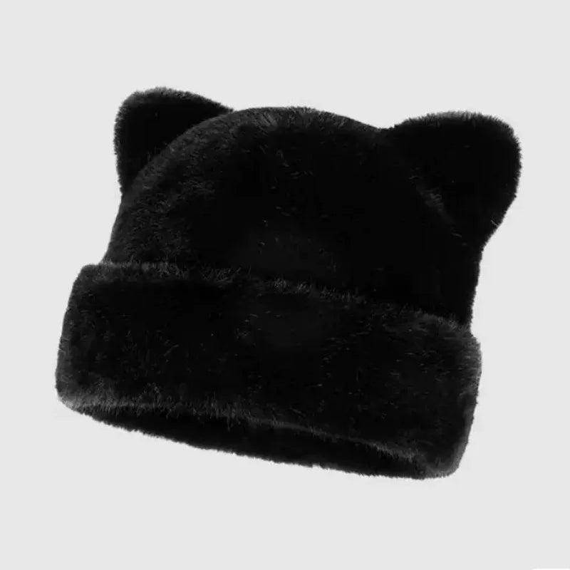 Women's Plush Teddy Bear Beanie – Cute Animal Print Knit Hat | Warm & Cozy