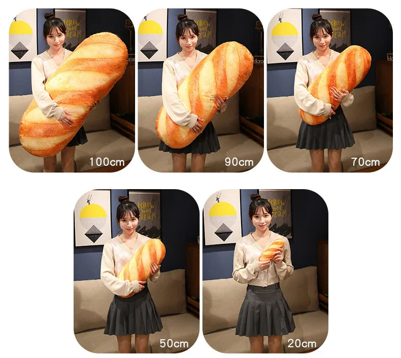 French Bread Plush Pillow | Stuffed Food Plushie Sleeping Companion & Party Prop