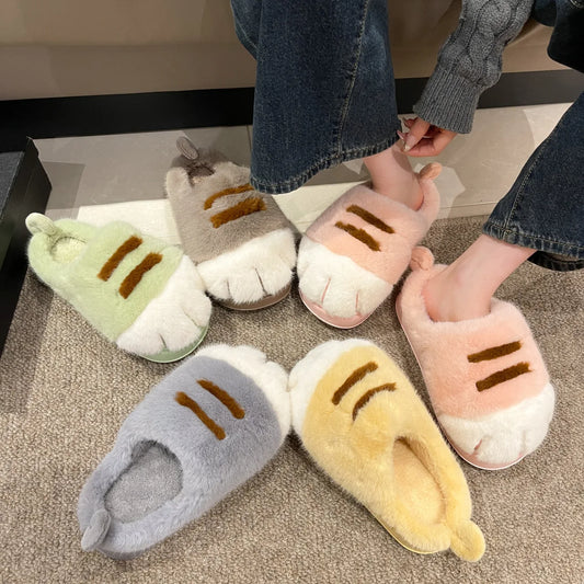 3D Cat Claw Slippers – Cozy Winter Indoor Shoes for Women
