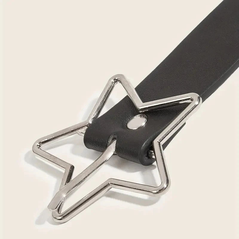 Y2K Punk Star Eyelet Belt – Goth PU Leather Rivet Belt