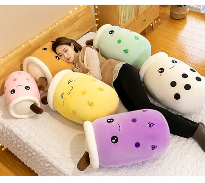 Cute Boba Bubble Tea Plush Toy | 24cm Soft Kawaii Milk Cup Plushie Gift for Kids & Adults