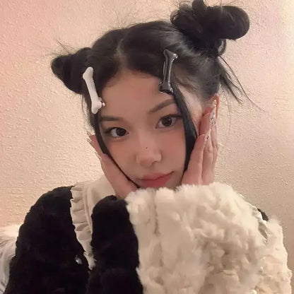 Y2K Bone Hair Clip – Cute Cartoon Bobby Pin Barrette