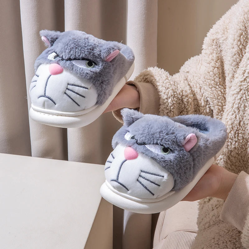 Cartoon Embroidered Plush Slippers – Women's Cozy Indoor House Shoes
