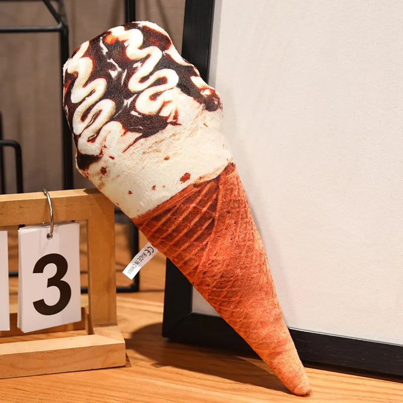 Simulation Ice Cream Plush Toy | Soft Stuffed Dessert Plushie Throw Pillow & Sofa Cushion Home Decor